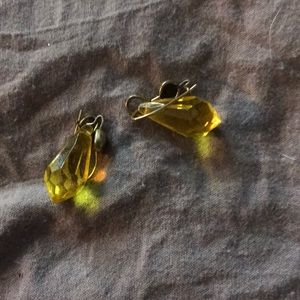 Yellow glass vintage earrings